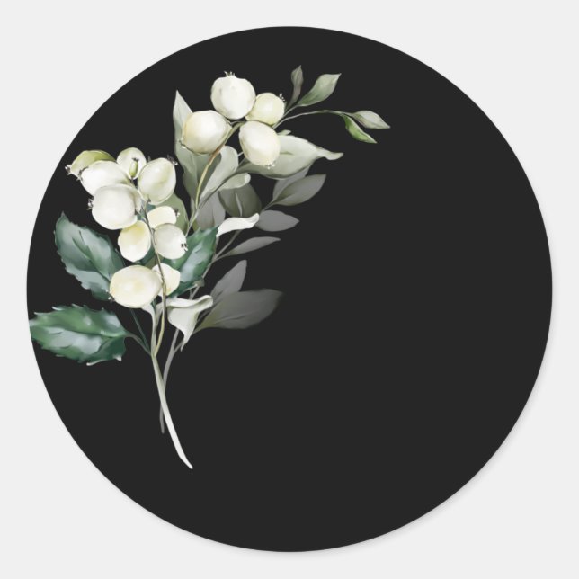 Adesivo Redondo Feriado de inverno galhos brancos holandeses água  (Frente)