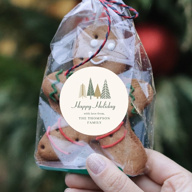 Adesivo Redondo Feriado de inverno verde (Criador carregado)