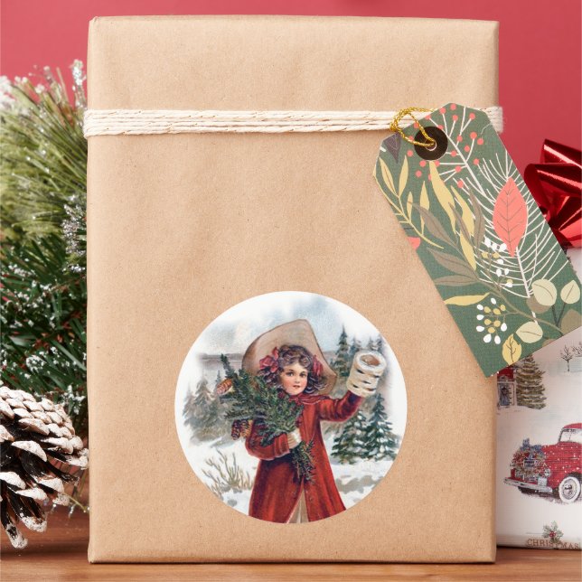 Adesivo Redondo Feriado de natais vintages (Feriado)