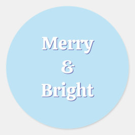 Adesivo Redondo Feriado de Natal Azul com Feliz Moderna e Gelo