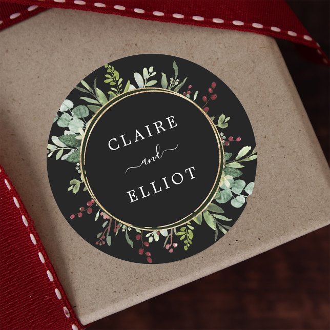 Adesivo Redondo Feriado de Natal Botânico Verde (Criador carregado)