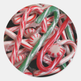 Adesivo Redondo Feriado de Natal Candy Canes and Peppermints