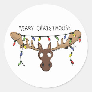 Adesivo Redondo Feriado de Natal, Cute Engraçado
