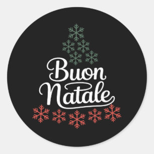 Adesivo Redondo Feriado de Natal da família italiana Buon Natale