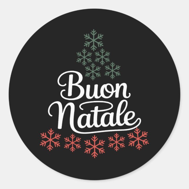 Adesivo Redondo Feriado de Natal da família italiana Buon Natale (Frente)