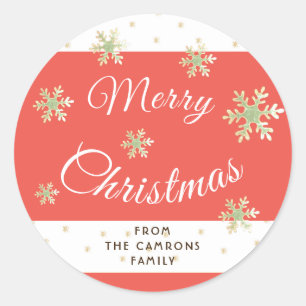 Adesivo Redondo Feriado de Natal da Família Vermelha Personalizada