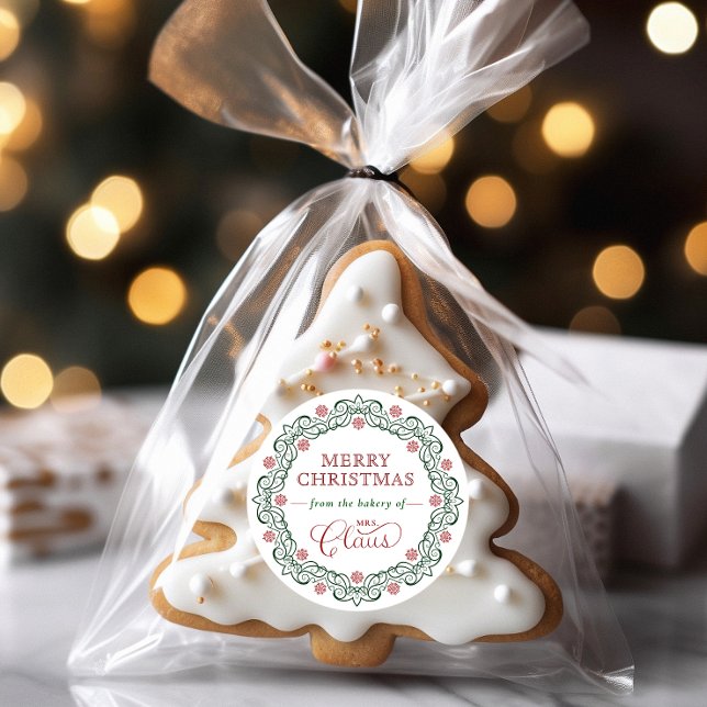 Adesivo Redondo Feriado de Natal da Padaria Claus (Criador carregado)