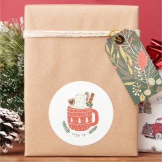 Adesivo Redondo Feriado de Natal de Cacau Quente