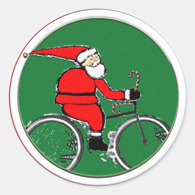 Adesivo Redondo Feriado de Natal de Ciclismo (Frente)