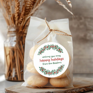 Adesivo Redondo Feriado de Natal de Garland Holiday Wreath