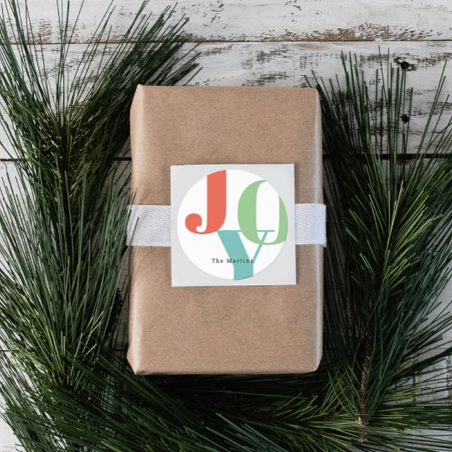 Adesivo Redondo Feriado de Natal de Joy Colorful Simples (Criador carregado)