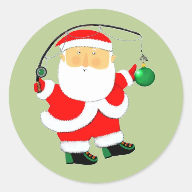 Adesivo Redondo Feriado de Natal de Pesca (Frente)