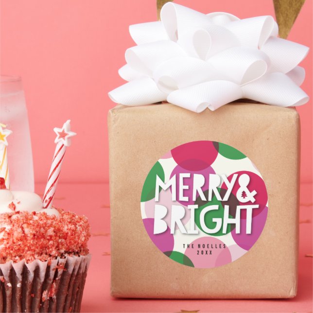 Adesivo Redondo Feriado de Natal de Pontos de Confetti felizes e B (Festa)