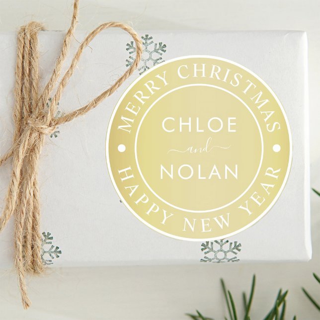 Adesivo Redondo Feriado de Natal de Texto Personalizado Moderno Do (Criador carregado)