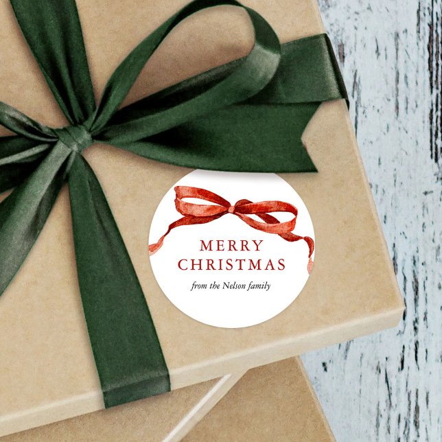 Adesivo Redondo Feriado de Natal do Arco Vermelho Elegante Waterco (Criador carregado)