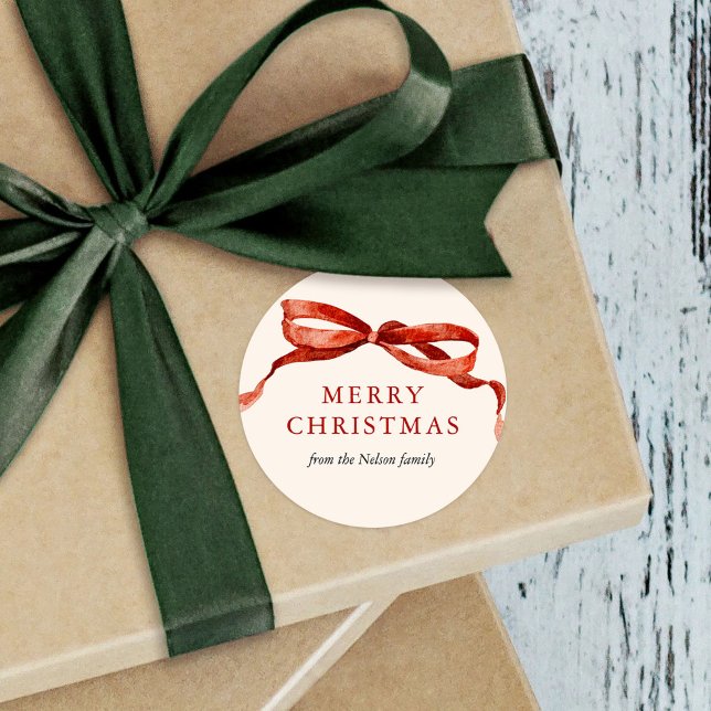 Adesivo Redondo Feriado de Natal do Arco Vermelho Elegante Waterco (Criador carregado)