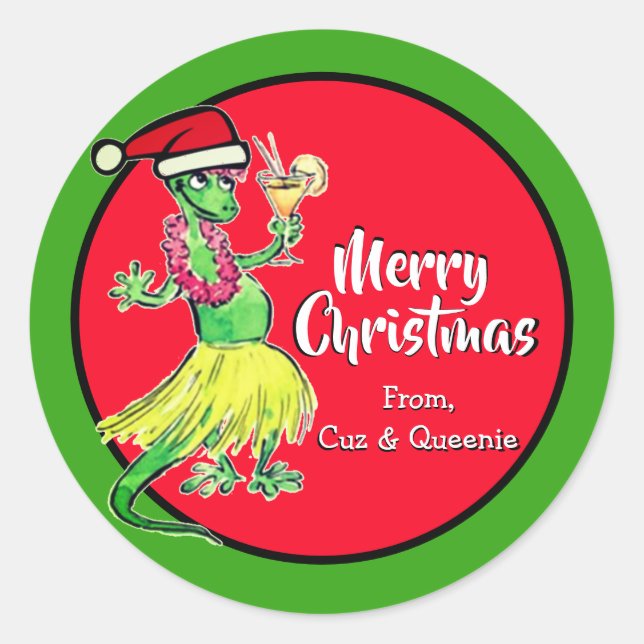 Adesivo Redondo Feriado de Natal do Cuz & Queenie Sticker (Frente)