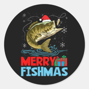 Adesivo Redondo Feriado de Natal do Fishmas feliz