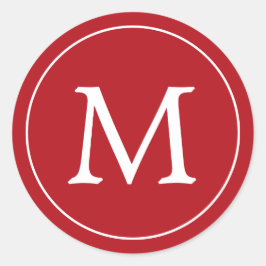 Adesivo Redondo Feriado de Natal do Monograma Branco Vermelho