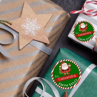 Adesivo Redondo Feriado de Natal em volta de Gift Seal