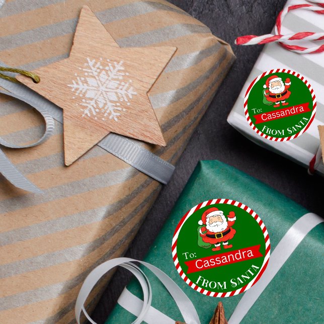 Adesivo Redondo Feriado de Natal em volta de Gift Seal (Criador carregado)