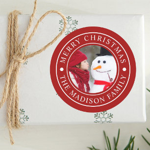 Adesivo Redondo Feriado de Natal Feliz Feriado de Fotos da Famíli