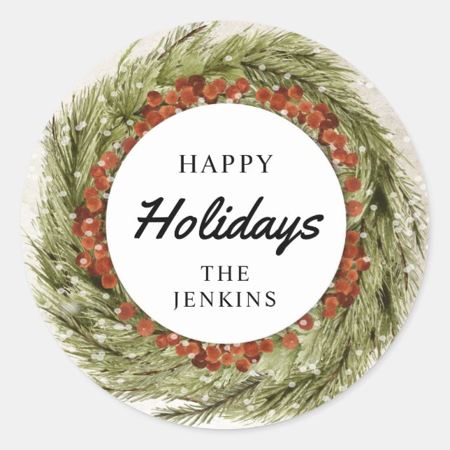 Adesivo Redondo Feriado de Natal Feriado Envelope de Convite (Frente)