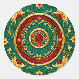 Adesivo Redondo Feriado de Natal Floral Decorativo