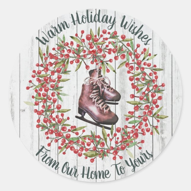 Adesivo Redondo Feriado de Natal, Fúria Rústica e Skates (Frente)