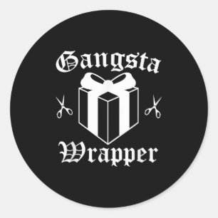 Adesivo Redondo Feriado de Natal Gangsta Wrapper