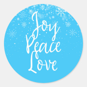 Adesivo Redondo Feriado de Natal Joy Peace Love