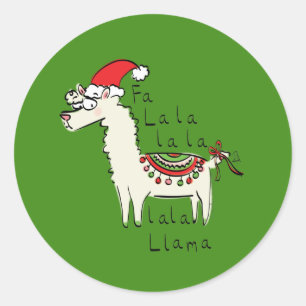 Adesivo Redondo Feriado de Natal Llama Cute Engraçado