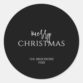 Adesivo Redondo Feriado de Natal Mínimo Preto