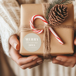 Adesivo Redondo Feriado de Natal Moderno Boho Beige