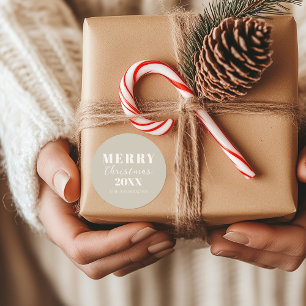 Adesivo Redondo Feriado de Natal Moderno Boho Beige