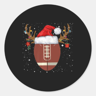 Adesivo Redondo Feriado de Natal para o Reindeer Santa Hat