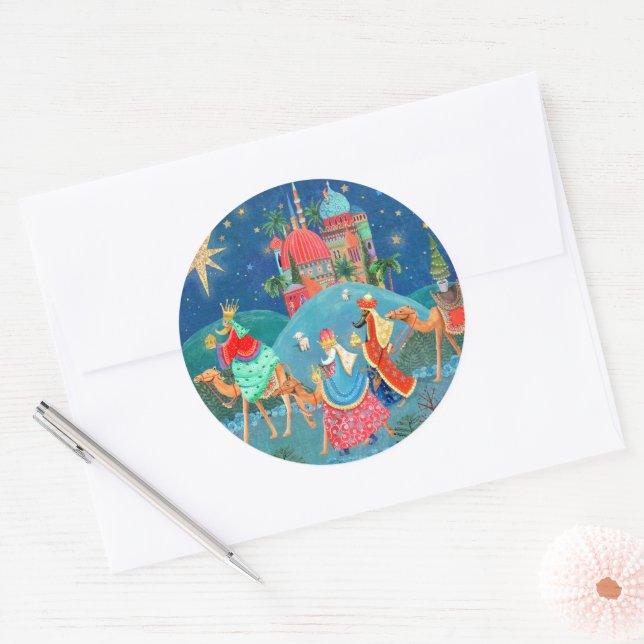 Adesivo Redondo Feriado de Natal para Três Reis (Envelope)