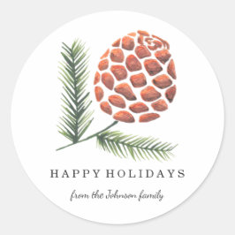 Adesivo Redondo Feriado de Natal | Pine Cone | Vinheta