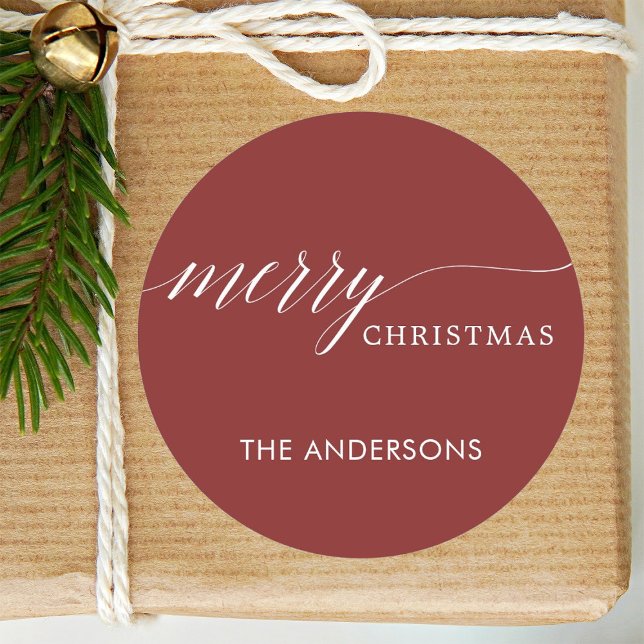 Adesivo Redondo Feriado de Natal Red Merry (Criador carregado)