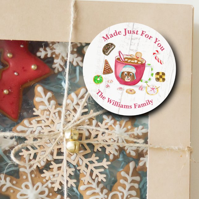 Adesivo Redondo Feriado de pão de chocolate com chocolate (Decorate your gifts with this sweet and yummy sticker!)