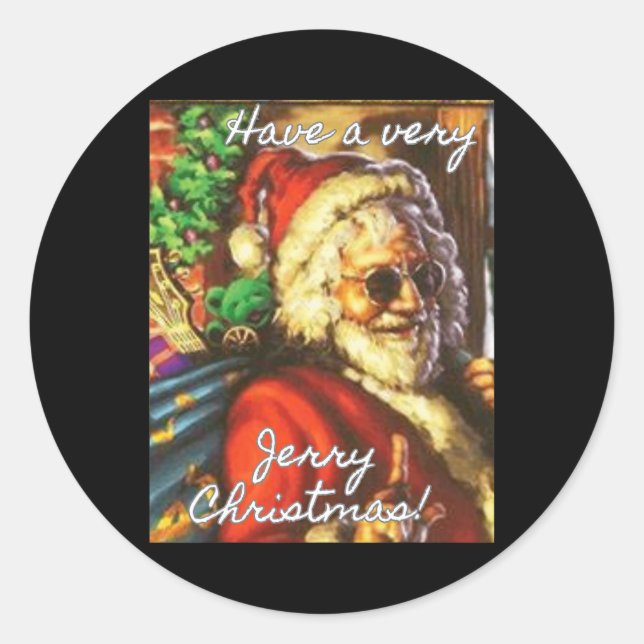 Adesivo Redondo Feriado de Papais noeis de Garcia de Natal muito J (Frente)