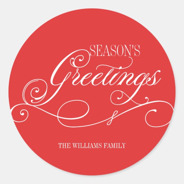 Adesivo Redondo Feriado de Saudações da Estação de Script (Frente)