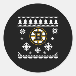 Adesivo Redondo Feriado de Sweater de Natal Feio de Boston Bruins