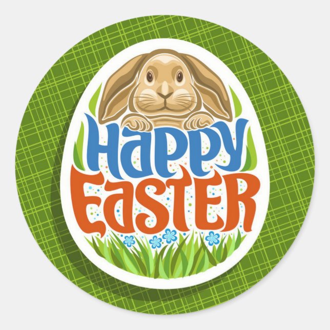 Adesivo Redondo Feriado do felz pascoa Trendy Bunny Floral (Frente)