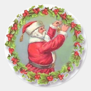 Adesivo Redondo Feriado do Natal do papai noel do vintage da