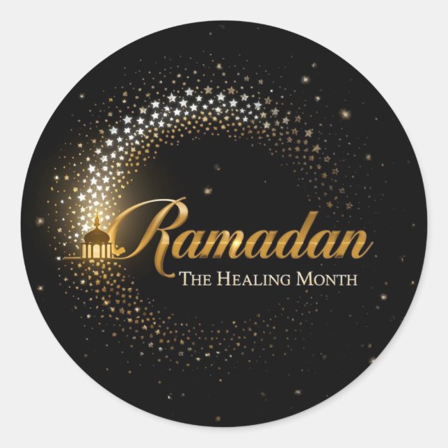 Adesivo Redondo Feriado do Ramadan MubaraK  (Frente)