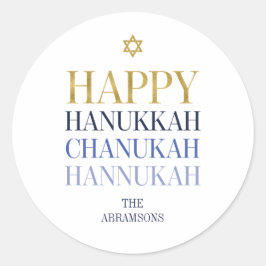 Adesivo Redondo Feriado Feliz Hanukkah Chanukah