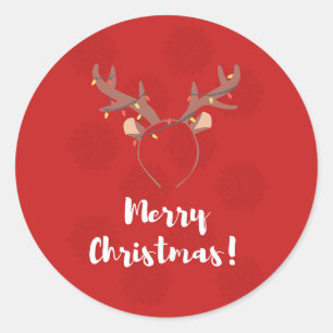 Adesivo Redondo Feriado, Feliz Natal, Bonita Reindeer