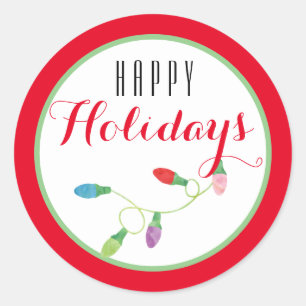 Adesivo Redondo Feriado Feliz Natal Colorido/ Vermelho