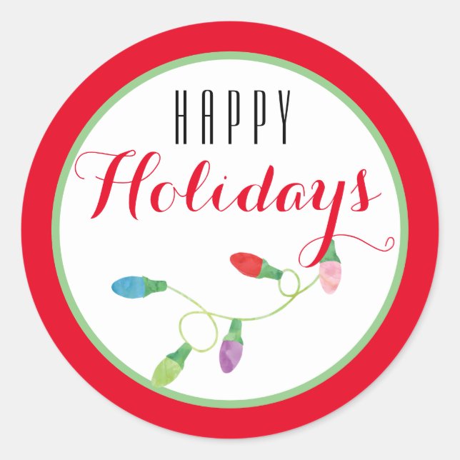 Adesivo Redondo Feriado Feliz Natal Colorido/ Vermelho (Frente)